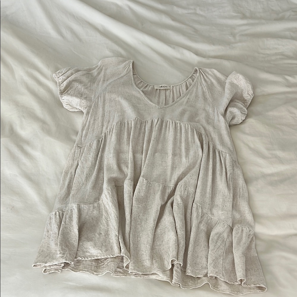 Mahina Beige Short Sleeve Top